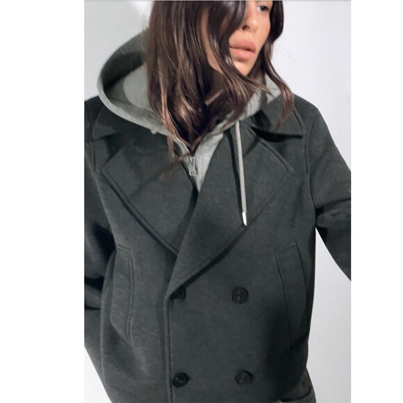 BLOGGER'S FAVE! Zara Hooded Cropped Jacket Gray NWT - Picture 6 of 9